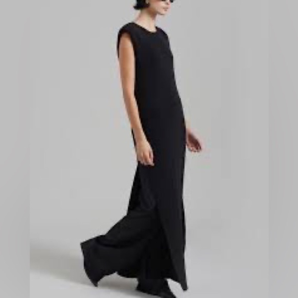 DKNY Pure from Bloomingdale’s black lyocell blend dress w/overlay slits on sides - Picture 2 of 15